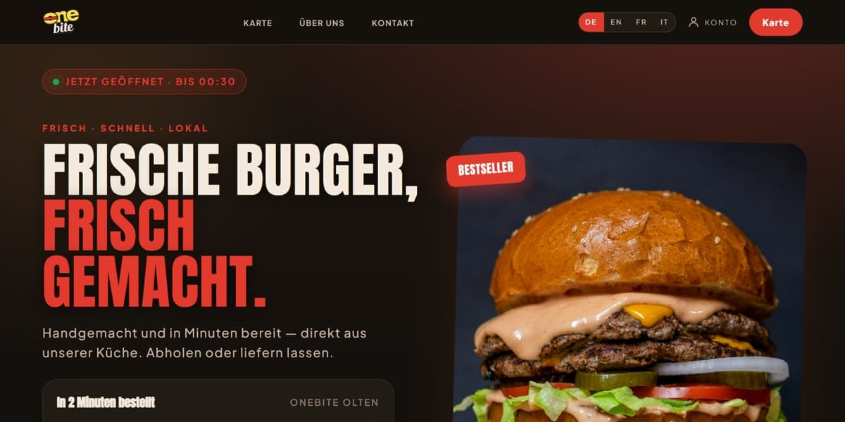 OneBite Olten web sitesi
